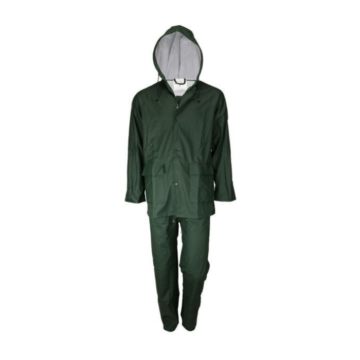 Αδιάβροχο κοστούμι PU με κουκούλα με επένδυση από συνθετικό ύφασμα PVC Πράσινο Galaxy Comfort Plus Galaxy Safety (50-501)
