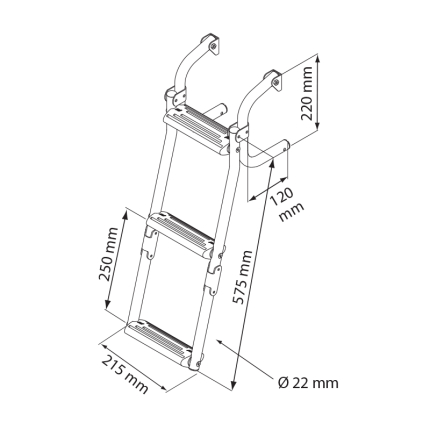 Σκάλα Αναδιπλούμενη Ανοξείδωτη 316 για Στενό Καθρέπτη 2 + 1 Σκαλιά