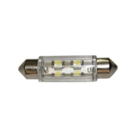 Λαμπάκι LED 12V T11 41mm ψυχρό λευκό - 4 LEDs