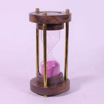 Κλεψύδρα Ξύλινη Ροζ Άμμος 6×6×12cm