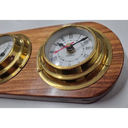 Διακοσμητικό Ρολόι Υγρόμετρο Βαρόμετρο Ξύλινο 32,5x11cm