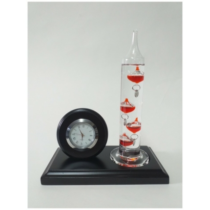Σετ γραφείου με Ρολόι & Θερμόμετρο Γαλιλαίου με κόκκινες μπάλες