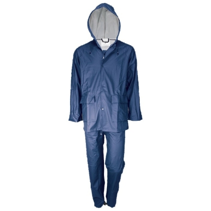 Αδιάβροχο κοστούμι PU με κουκούλα με επένδυση από συνθετικό ύφασμα PVC Μπλέ Galaxy Comfort Plus Galaxy Safety (50-502)