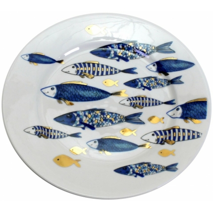 Πιάτο από πορσελάνη με σχέδιο ψαράκια, Διάμετρος: 20.5εκ