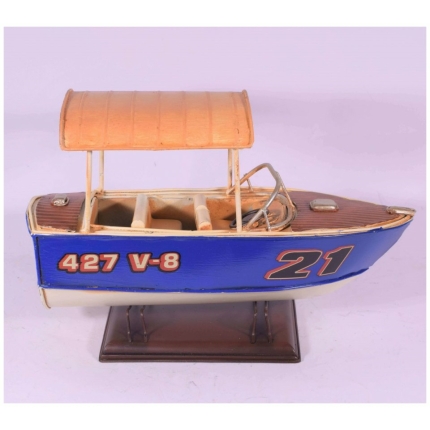 Διακοσμητικό Βάρκα Ταχύπλοο με τέντα μεταλλικό 24x10.5x15.5 cm